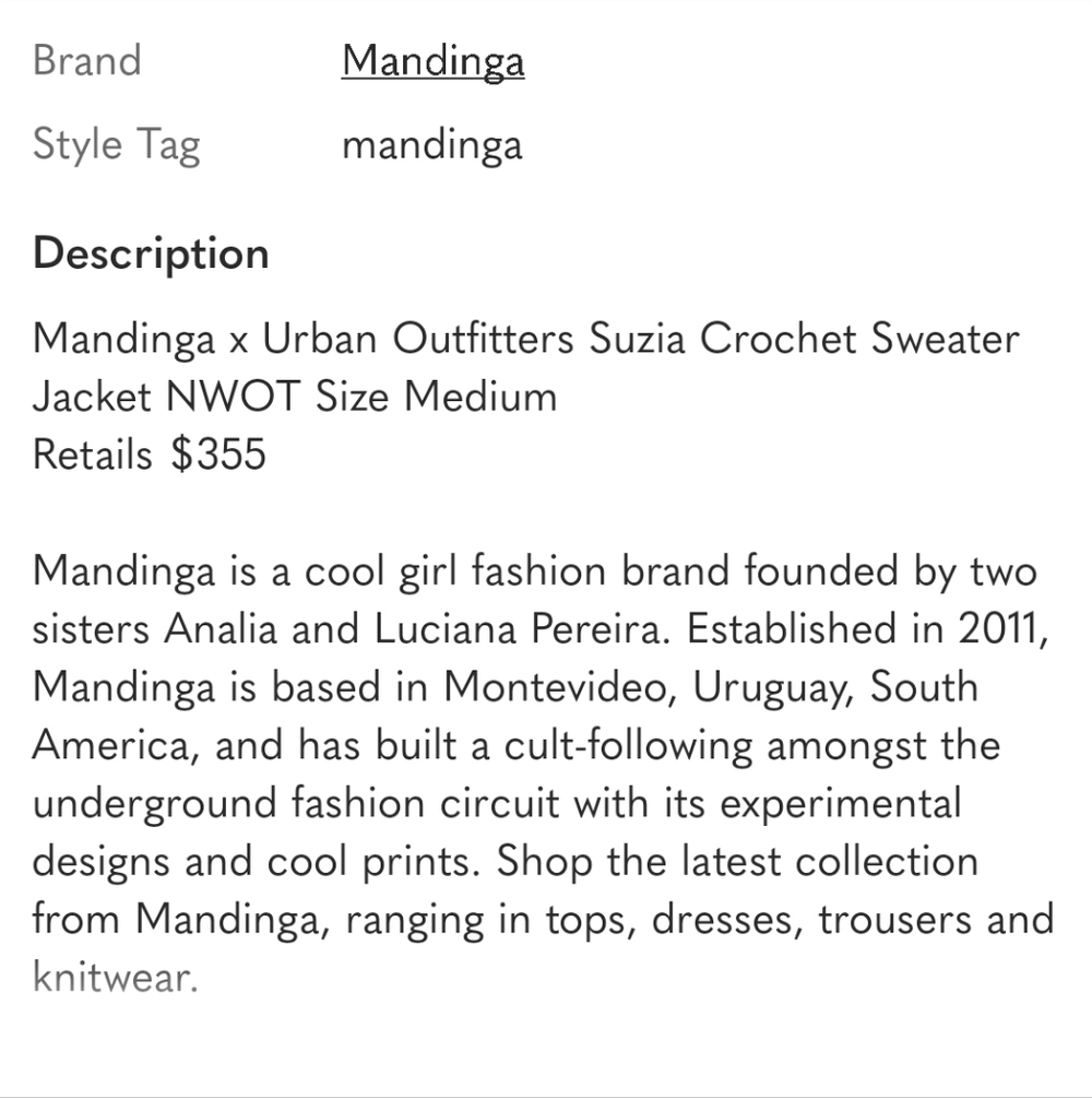 Mandinga X Urban Outfitters Suzia Crochet Sweater - Picture 3 of 3